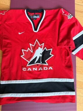 Nike Red Canada Hockey Jersey with Black & White Trim